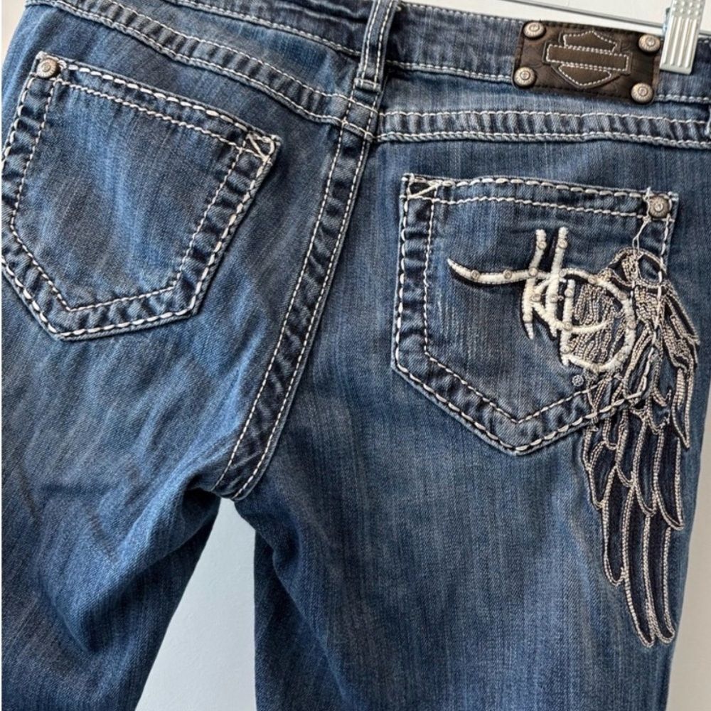 Harley-Davidson Women's Angel Wing Boot Cut Jeans with Embroidered pockets